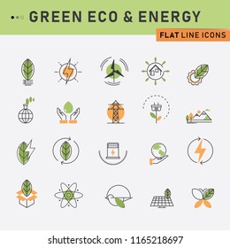 Thin line icons set.Icons for renewable energy,green technology,vector illustration