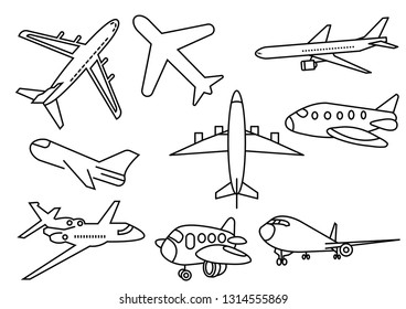 thin line icons set,transportation,Airplane,vector illustrations