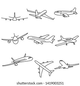 thin line icons set,transportation,Airplane,vector illustrations