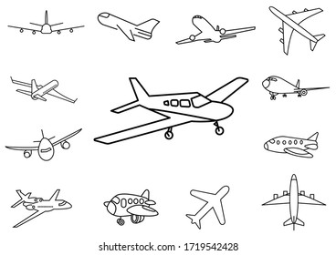 thin line icons set,transportation,Airplane,vector illustrations