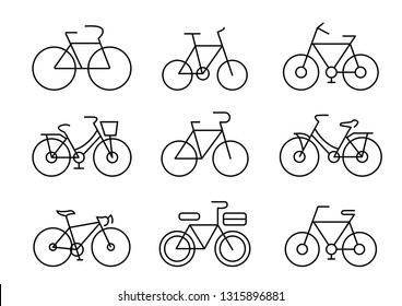 thin line icons set,transportation,Bicycle,vector illustrations