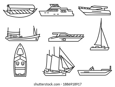 thin line icons set,transportation,Boat,vector illustrations