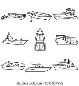 thin line icons set,transportation,Boat,vector illustrations