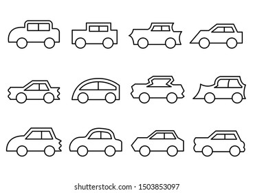 thin line icons set,transportation,Car side view,vector illustrations
