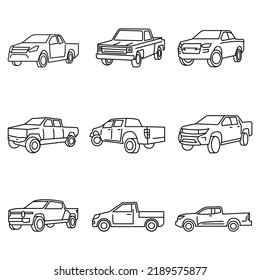 Thin line icons set,transportation,Pickup truck,vector illustrations