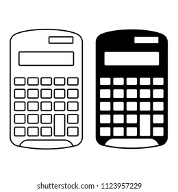 thin line icons and solid icons for calculator,vector illustrations