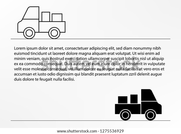 thin line icons and solid icons for pickup
truck. transportation. vector
illustrations