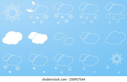 Thin line icons & symbols set. Weather buttons. Vector illustration