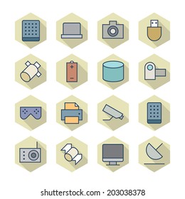 Thin Line Icons For Technology. Vector eps10.