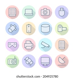 Thin Line Icons For Technology. Vector eps10.