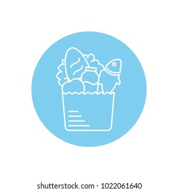 thin line icons for vegetable,milk,fish,apple,bread,vector illustrations