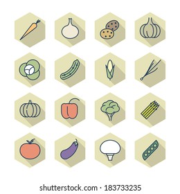 Thin Line Icons For Vegetables. Vector eps10.