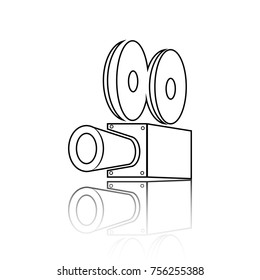 thin line icons for Video Camera and shadow,vector illustrations