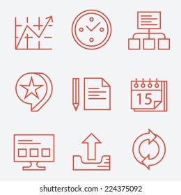 Thin line icons for web and business - modern flat design