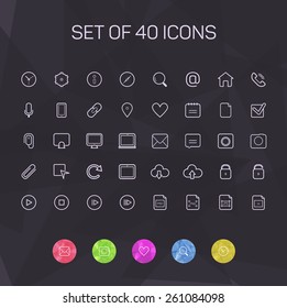 Thin line icons for Web and Mobile. Vector illustration