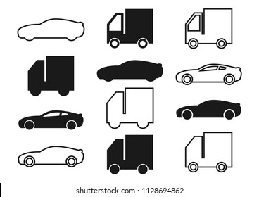 thin line icons,solid icons for car,truck,transportation,vector illustrations
