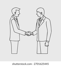 Ilustração em linha fina de um acordo entre dois empresários