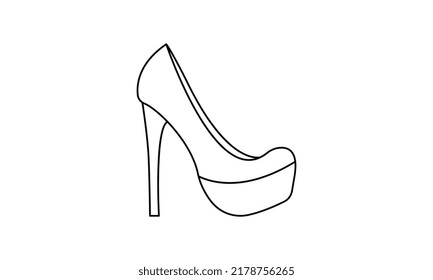  Thin line illustration. Contour symbol. Vector isolated outline drawing. Editable stroke .Shoes fashion style lineal.