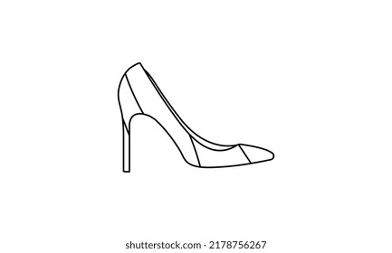  Thin line illustration. Contour symbol. Vector isolated outline drawing. Editable stroke .Shoes fashion style lineal.