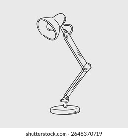 Ilustração de linha fina da lâmpada de mesa