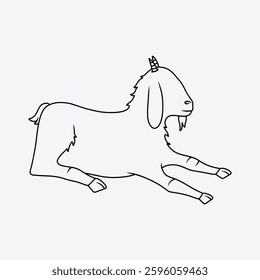 Thin line Illustration of a goat sitting