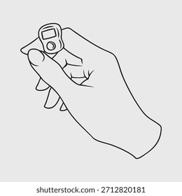 Ilustración de línea delgada de la mano Sostenga una cuenta de oración digital