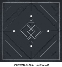 Thin line illustration. Indian style. Aztec vector tattoo.