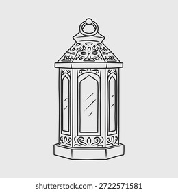 Ilustração de linha fina da ilustração plana decorativa do Oriente Médio