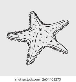 Dünne Linie Illustration des lebendigen Seesterns