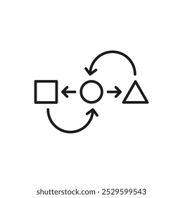 Symbol für die Verbesserung der dünnen Linie oder Anpassbarkeit. minimaler einfacher Stil Trend modernes Logo Grafikdesign einzeln auf Weiß. Konzept der Transformation von Objekten zur Erreichung von Effizienz und Anpassungsfähigkeit