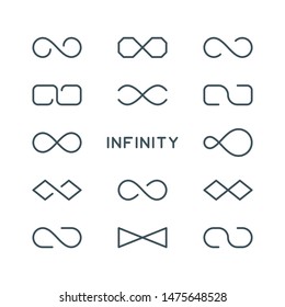 thin line infinity symbol or sign. infinite business logo concept. linear limitless icon. mobius loop. modern outline endless emblem. editable stroke. isolated on white background. vector illustration