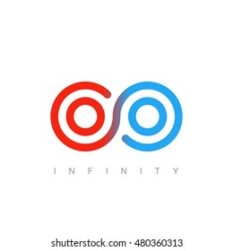 thin line infinity symbol or sign. linear infinite icon. limitless logo concept in modern flat outline style. isolated on white background. vector illustration
