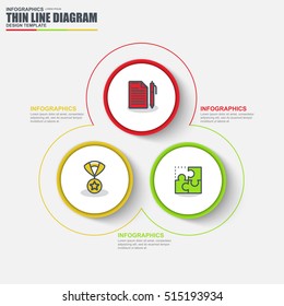 Thin line infographic business number options vector design template. Can be used for data visualization, workflow, diagram, chart, circular, finance, marketing icons, information infographics.