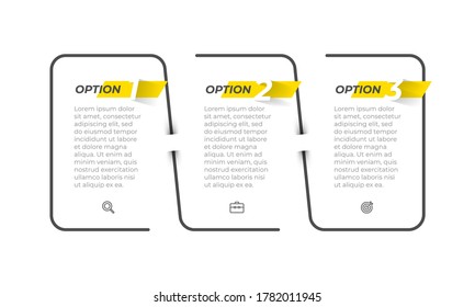 Etiqueta de diseño infográfico de línea delgada con opciones de número. Concepto de negocio con 3 opciones o pasos. Se puede utilizar para diagrama de flujo de trabajo, gráfico de información, diseño web.