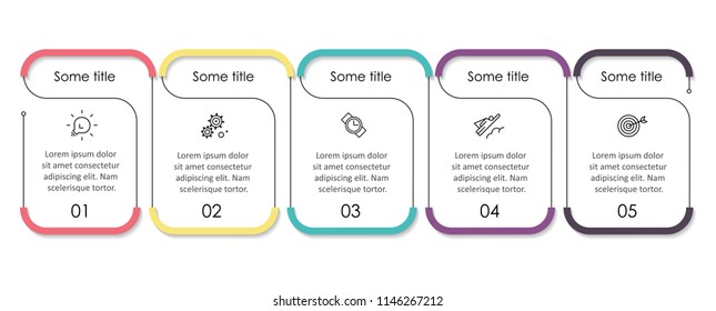 Thin line Infographic design template with 5 options or steps. Can be used for process diagram, presentations, workflow layout, banner, flow chart, info graph. Thin line Infographic design template with 5 options or steps. Can be used for process diagram, presentations, workflow layout, banner, flow chart, info graph.