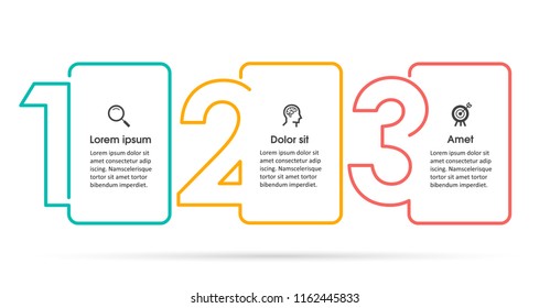 Thin line Infographic design template with icons and 3 options or steps.  Can be used for process diagram, presentations, workflow layout, banner, flow chart, info graph.