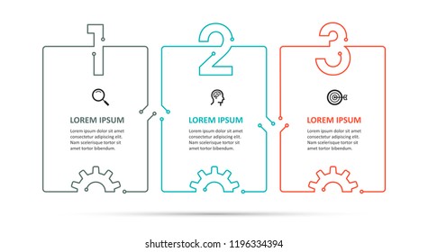 Thin line Infographic design template with icons and 3 options or steps.  Can be used for process diagram, presentations, workflow layout, banner, flow chart, info graph.