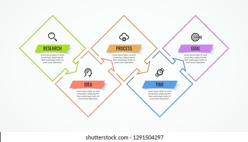 Thin line Infographic design template with icons and 5 options or steps.  Can be used for process diagram, presentations, workflow layout, banner, flow chart, info graph.