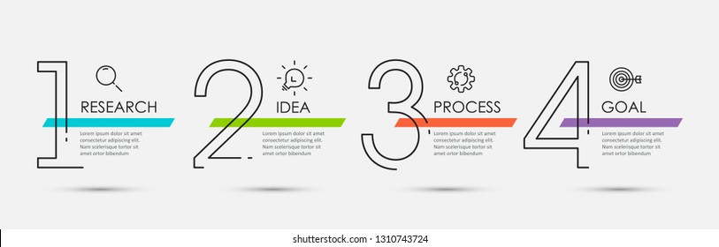 Thin line Infographic design template with icons and 4 options or steps.  Can be used for process diagram, presentations, workflow layout, banner, flow chart, info graph.