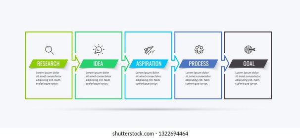 Thin line Infographic design template with icons and 5 options or steps.  Can be used for process diagram, presentations, workflow layout, banner, flow chart, info graph.