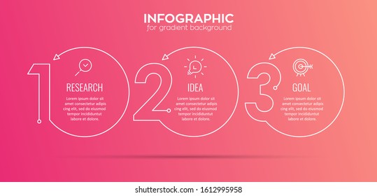 Thin line Infographic design template with icons and 3 options or steps.  Can be used for process diagram, presentations, workflow layout, banner, flow chart, info graph.