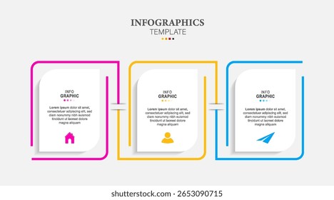 Thin line Infographic design template Vector with icons and 3 options or steps. Can be used for process diagram, presentations, workflow layout, banner, flow chart, info graph