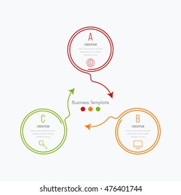 Thin line infographic element. Linear flat chart, diagram, scheme, graph with 3 steps