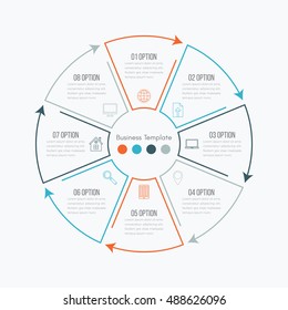 Thin line infographic element. Linear flat chart, diagram, scheme, graph with 8 steps