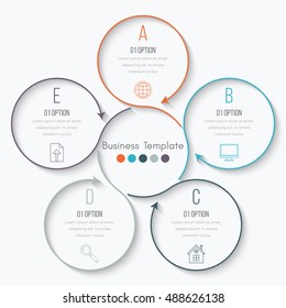 Thin line infographic element. Linear flat chart, diagram, scheme, graph with 5 steps