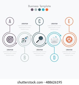 Thin line infographic element. Linear flat chart, diagram, scheme, graph with 5 steps