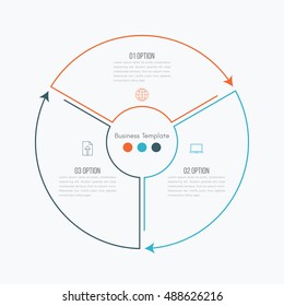 Thin Line Infographic Element. Linear Flat Chart, Diagram, Scheme, Graph With 3 Steps