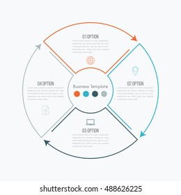 Thin Line Infographic Element. Linear Flat Chart, Diagram, Scheme, Graph With 4 Steps