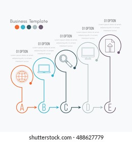 Thin line infographic element. Linear flat chart, diagram, scheme, graph with 5 steps