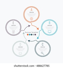 Thin line infographic element. Linear flat chart, diagram, scheme, graph with 5 steps